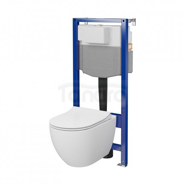 CERSANIT - Set 251 - stelaż podtynkowy AQUA 50 PNEU QF + miska zawieszana ZEN by Cersanit CleanOn + deska Slim antybakteryjna, wolnoopadająca, z funkcją łatwego wypinania  S701-925