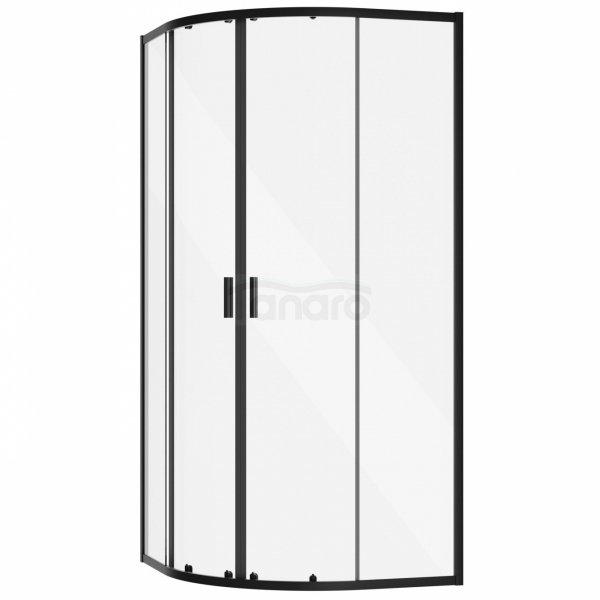 BESCO Kabina prysznicowa z brodzikiem 80x80x190 Zarya Black 80 + brodzik Alex Stone Effect Black 80 ZB-ALS80-190