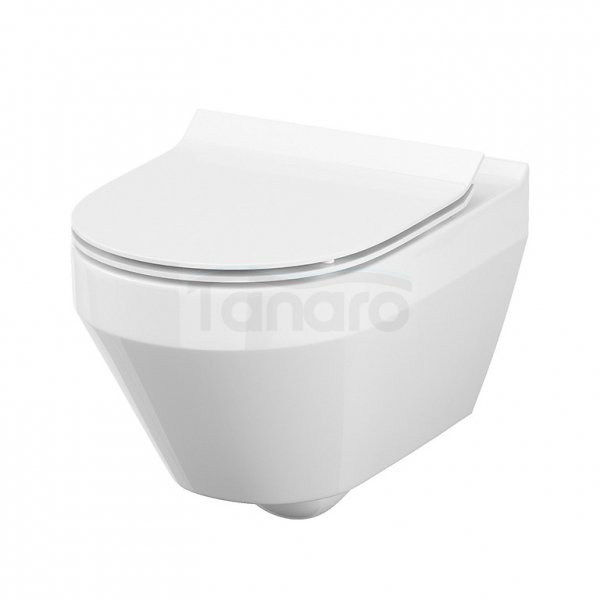 CERSANIT - Set 906 - miska zawieszana bezkołnierzowa CREA OVAL CleanOn z deską duroplastową wolnoopadającą z funkcją łatwego wypinania  S701-212