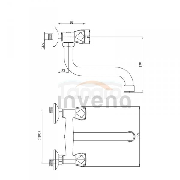 INVENA - Bateria umywalkowo-zlewozmywakowa z wylewką &quot;S&quot; 250 MODENA  BC-12-F0S-L
