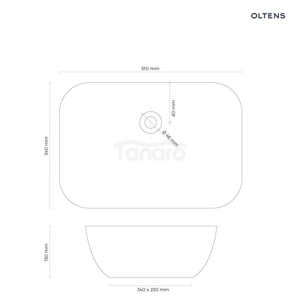 Oltens Solvig umywalka 51x34 cm nablatowa owalna biała 40322000