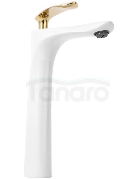 REA - Bateria umywalkowa ORBIT White Gold / Biało Złota Wysoka