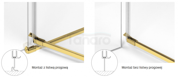 New Trendy Avexa Gold kabina prysznicowa  90x110 szkło czyste 6 mm złoto szczotkowane EXK-3020