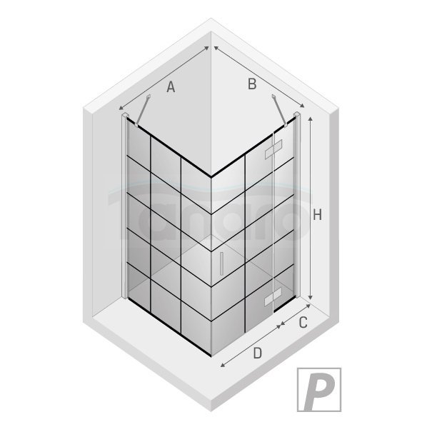 New Trendy Kabina prysznicowa kwadratowa NEW RENOMA BLACK 80x80 
