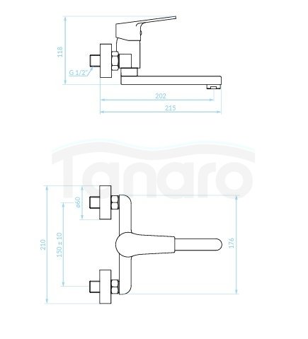 KUCHINOX - Bateria umywalkowa BORGO ścienna  BKB_050D
