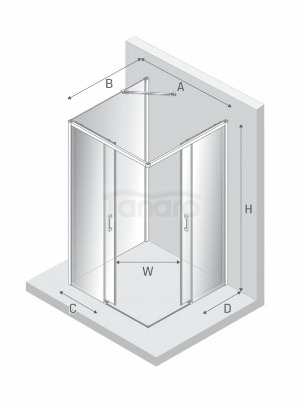 NEW TRENDY Kabina prysznicowa PRIME GUNMETAL BRUSHED 2D prostokątna przyścienna L 80x90x200 szkło czyste 6mm Active Shield 2.0 K-4960