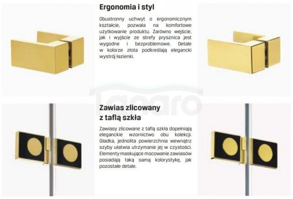 NEW TRENDY Kabina przyścienna AVEXA GOLD SHINE 80x80x200 EXK-2125/EXK-2095 POLSKA PRODUKCJA
