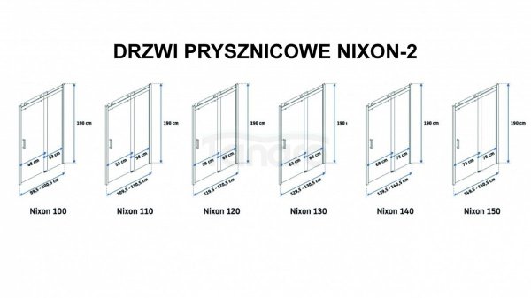 REA - Kabina NIXON - 2 prostokątna EASY CLEAN PREMIUM / drzwi 100 + ścianka 100 /