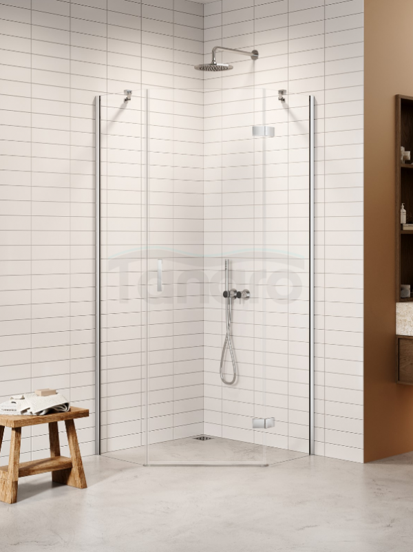 NEW TRENDY Kabina NESTA chrom 1D pięciokątna P 90x90x200 czyste 6mm Active Shield 2.0 K-3688