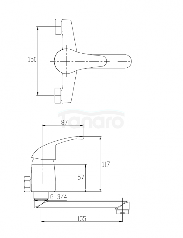 INVENA - Bateria zlewozmywakowa ścienna PEREA BC-05-K01-Q