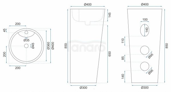 REA - Umywalka Ceramiczna Wolnostojąca BLANKA