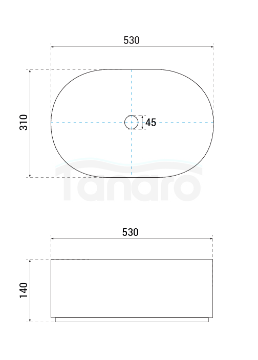 BESCO Umywalka nablatowa Lova Cera-Line 53 White UNC-53-LOB
