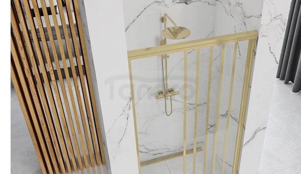 REA - Drzwi prysznicowe przesuwne ALEX GOLD BRUSH / ZŁOTO SZCZOTKOWANE 90cm