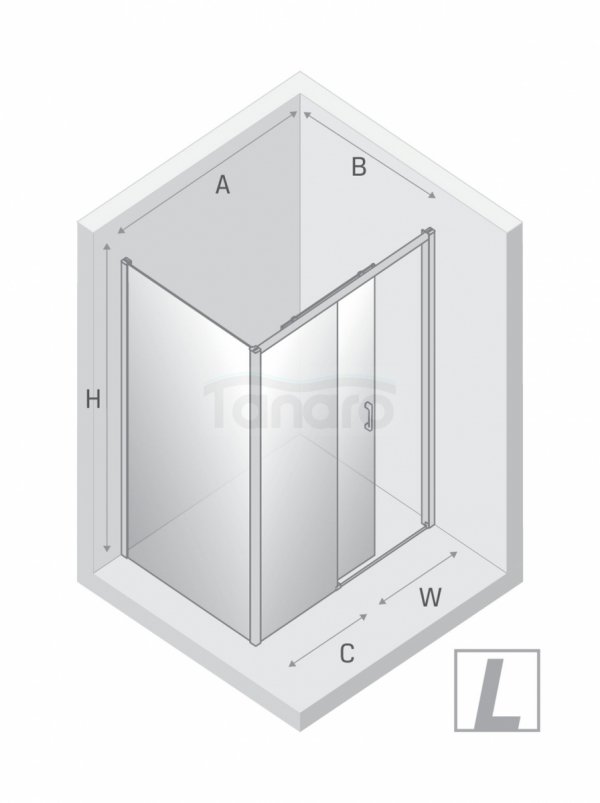NEW TRENDY Kabina prysznicowa PRIME GUNMETAL BRUSHED 1D kwadratowa L 100x100x200 szkło czyste 6mm Active Shield 2.0 K-4799