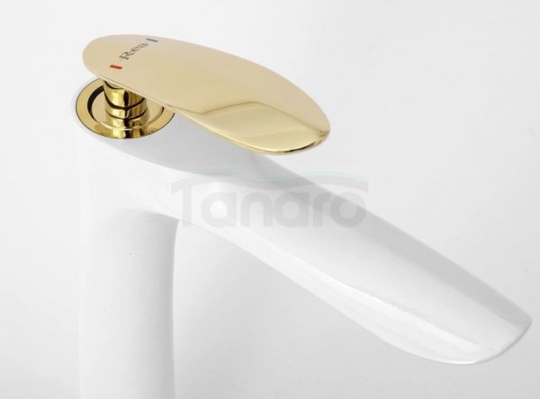 REA - Bateria umywalkowa ORBIT White Gold / Biało Złota Niska