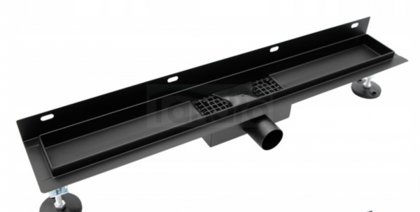 AQUALINE Odpływ liniowy przyścienny 2w1 ze stałym syfonem czarny 60cm LS04BK600