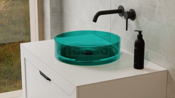 BESCO Umywalka nablatowa Enya Ocean Breeze + syfon chrom #UME-36-OBC