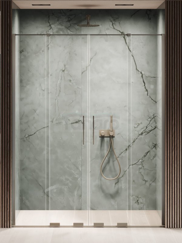 NEW TRENDY Drzwi wnękowe SMART GUNMETAL BRUSHED 2D U 150x200 szkło czyste 8mm Active Shield 2.0 EXK-7835