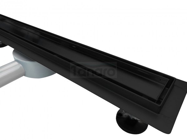 AQUALine - Odpływ liniowy podłogowy 2w1 pod płytkę CZARNY Matowy Obrotowy syfon 70cm R04BK700