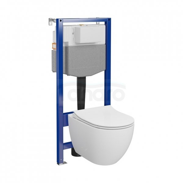 CERSANIT - Set 251 - stelaż podtynkowy AQUA 50 PNEU QF + miska zawieszana ZEN by Cersanit CleanOn + deska Slim antybakteryjna, wolnoopadająca, z funkcją łatwego wypinania  S701-925
