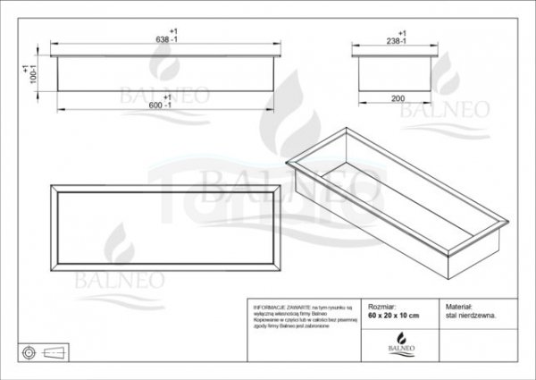 BALNEO WALL-BOX ONE Black Półka wnękowa ze stali nierdzewnej czarna 60x20x10 cm