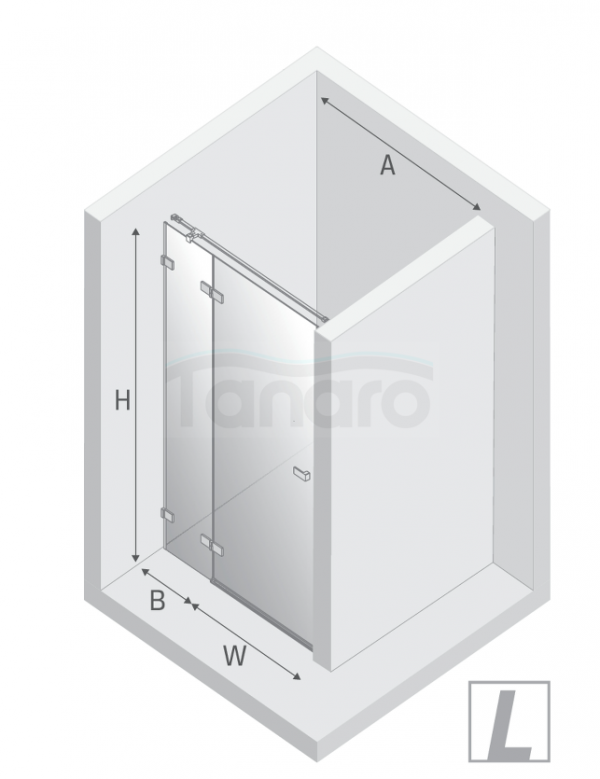 NEW TRENDY Drzwi wnękowe AVEXA XR BLACK 1D L 100x200 szkło czyste 6mm Active Shield 2.0 EXK-6839/EXK-6840
