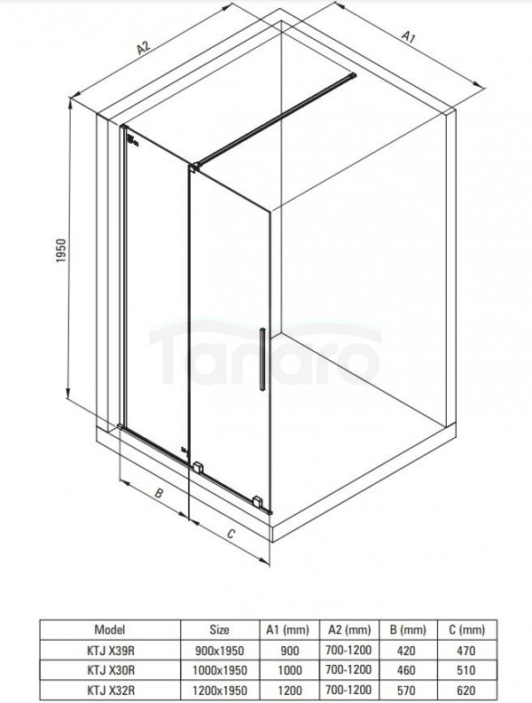 DEANTE Ścianka prysznicowa walk-in - przesuwna czarna 90x195 KTJ_N39R