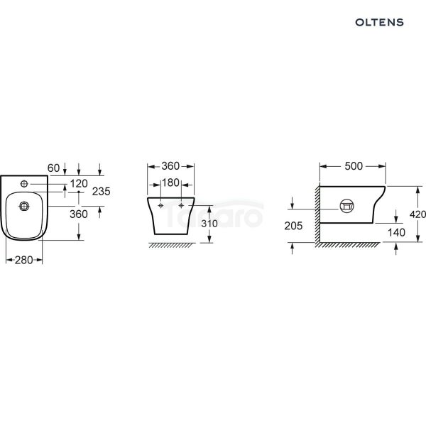 OLTENS Gulfoss bidet wiszący z powłoką SmartClean biały 46503000