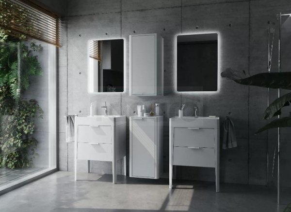 KROFAM - Szafka pod umywalkę VIBE 60cm, 2 szuflady, biało-szary  VI 6070-48Z-S