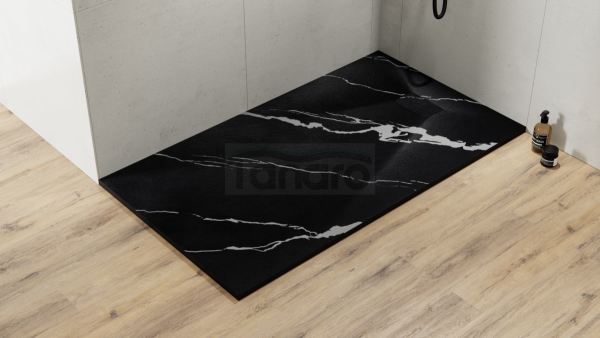 BESCO Brodzik prostokątny 150x90 Vexo Marble Black 150 VMB-150-90-P