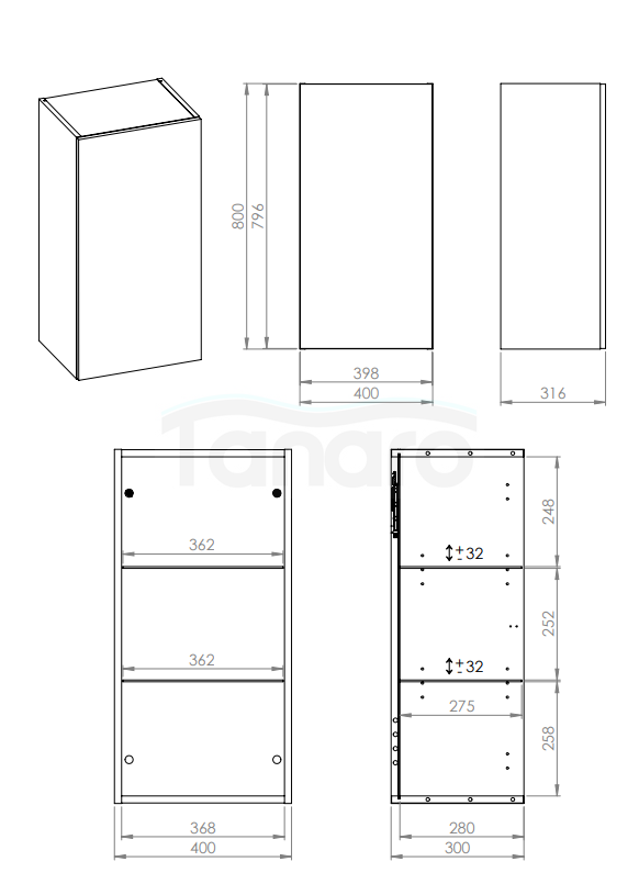 ELITA SZAFKA WISZĄCA FOR ALL 40 1D (31,6) SAGE MATT RE140400081470