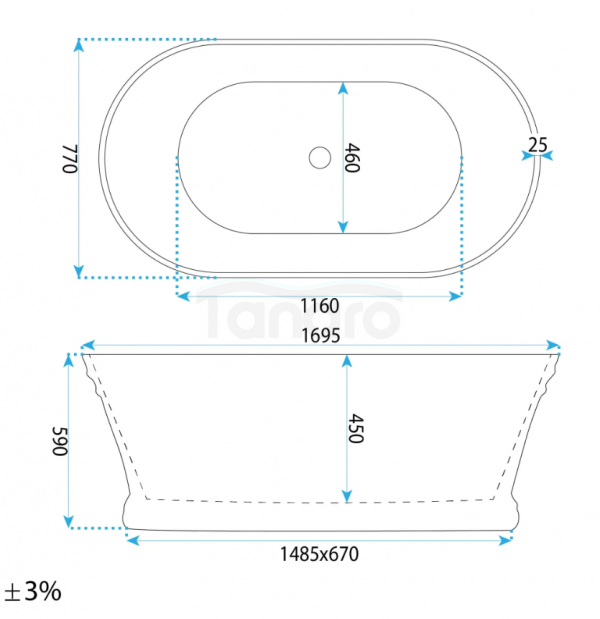 REA Wanna Akrylowa Wolnostojąca Olivia 170 