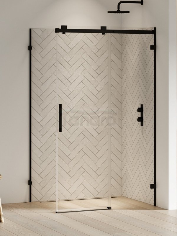 NEW TRENDY Kabina prysznicowa SOFTI BLACK X 1D prostokątna L 100x120x200 szkło czyste 8mm Active Shield 2.0 EXK-5383