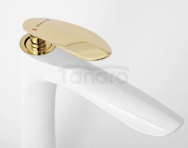REA - Bateria umywalkowa ORBIT White Gold / Biało Złota Wysoka