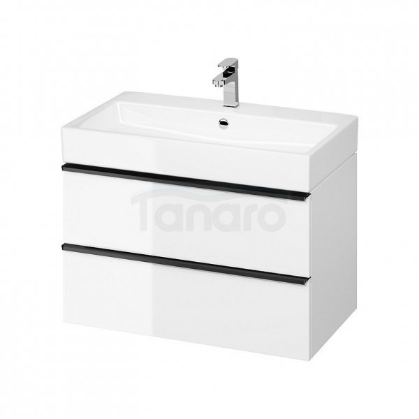 CERSANIT -  Set B594 VIRGO 80 biały (szafka + umywalka), czarne uchwyty  S801-427