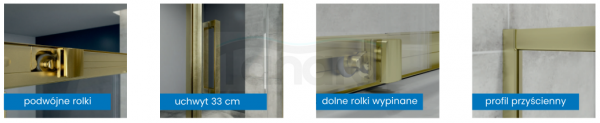 AQUAFORM Drzwi przesuwne INDIGO brushed gold 90x200 AQ.103-601117