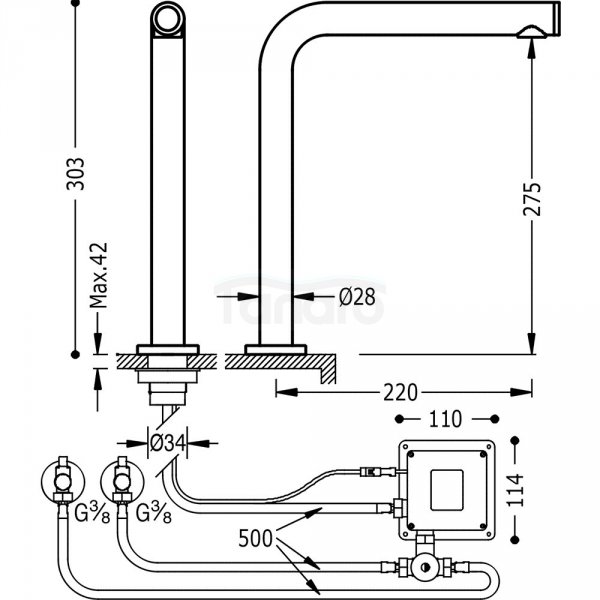 TRES - Bateria elektroniczna kuchenna dotykowa TOUCH‑TRES z mieszaczem wody  161446