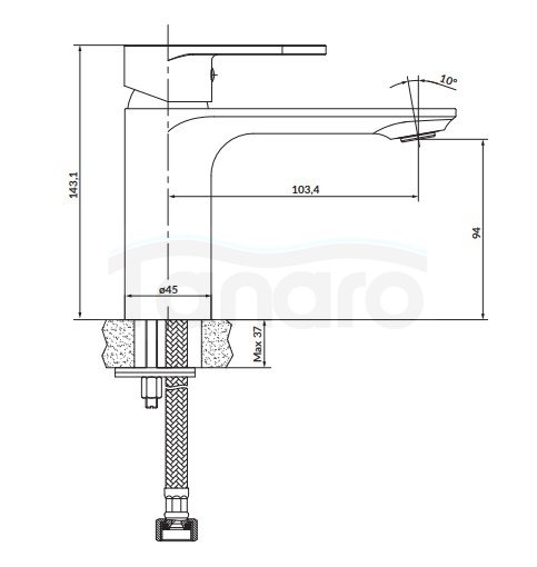 CERSANIT - Bateria umywalkowa sztorcowa CREA czarna  S951-331