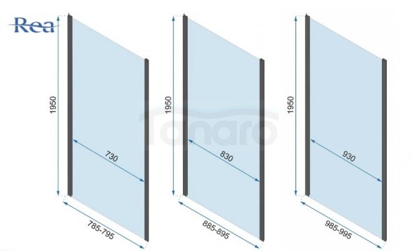REA - Kabina Prysznicowa Przyścienna RAPID FOLD GOLD/ZŁOTA składane drzwi 90 + ścianka 100 x2 + ramię x2