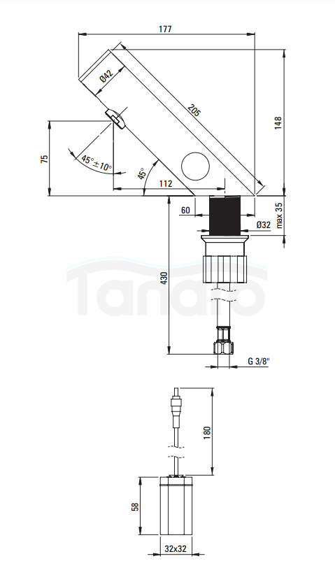 DEANTE Bateria umywalkowa bezdotykowa z regulacją temperatury - 4xAA SENSE BQR_N29R