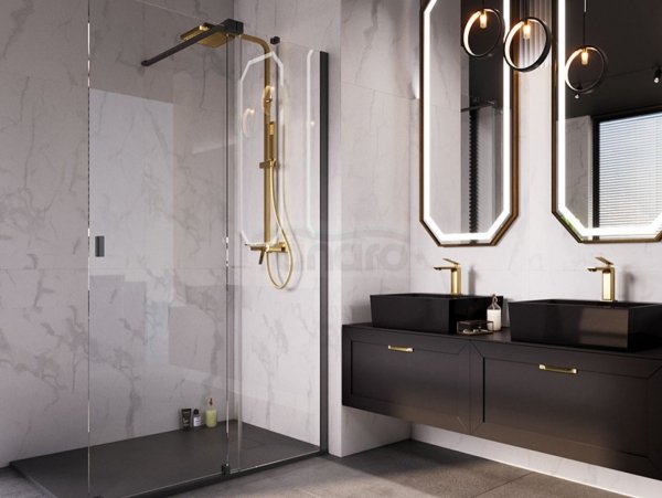 BESCO Kabina ścianka ruchoma Vayo Black 90x200 VYB-90-200C