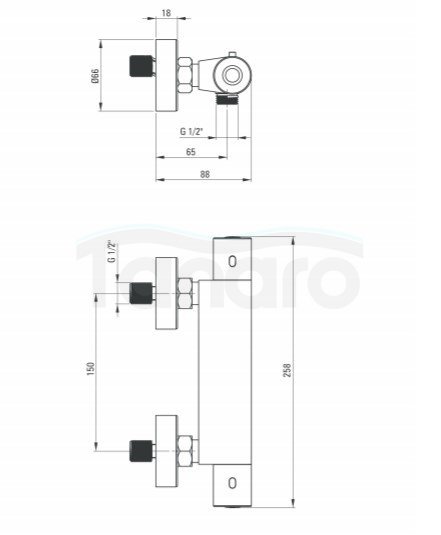 DEANTE - Bateria natryskowa termostatyczna ALPINIA chrom   BGA 04BT