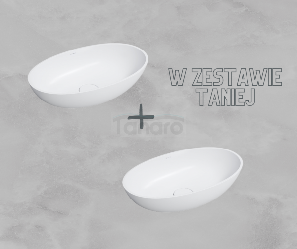 OMNIRES Zestaw 2 umywalki SHELL M+ 60 x 35 cm biały mat SHELLUNBM