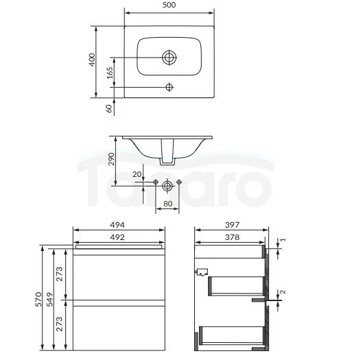 CERSANIT - Set B892 MODUO 50 antracytowy (szafka + umywalka)  S801-482