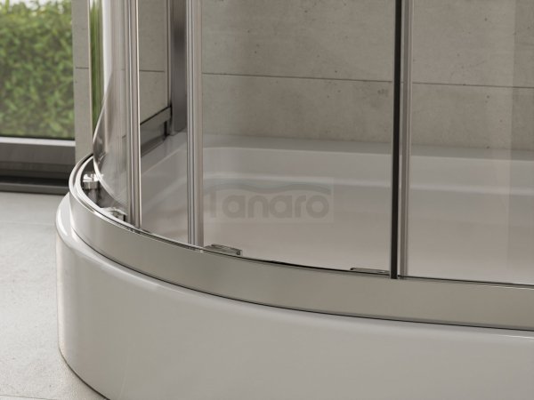 BESCO Kabina prysznicowa półokrągła Modern Chrom 90 x 190 szkło mrożone MP-90-190-M