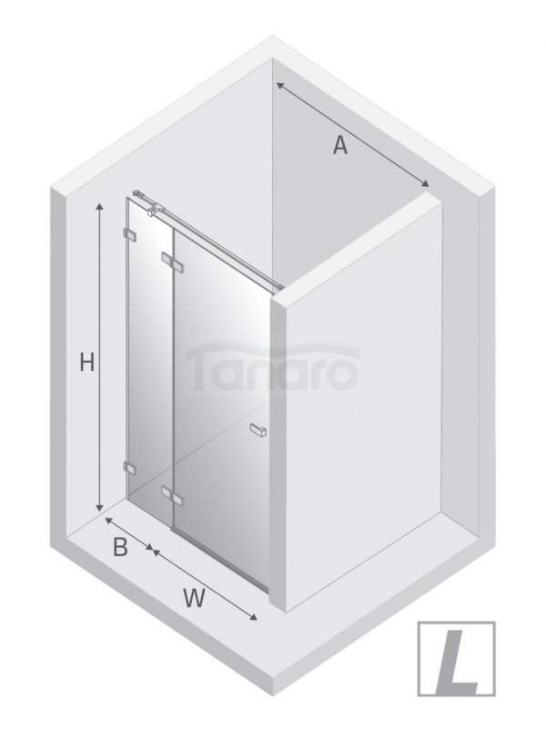 NEW TRENDY Drzwi wnękowe AVEXA GOLD BRUSHED 1D L 120x200 szkło czyste 6mm Active Shield 2.0 złoto szczotkowane EXK-1722