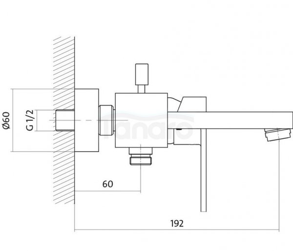 CERSANIT - Bateria wannowo-natryskowa ścienna ELIO Solution z przełącznikiem  S951-007