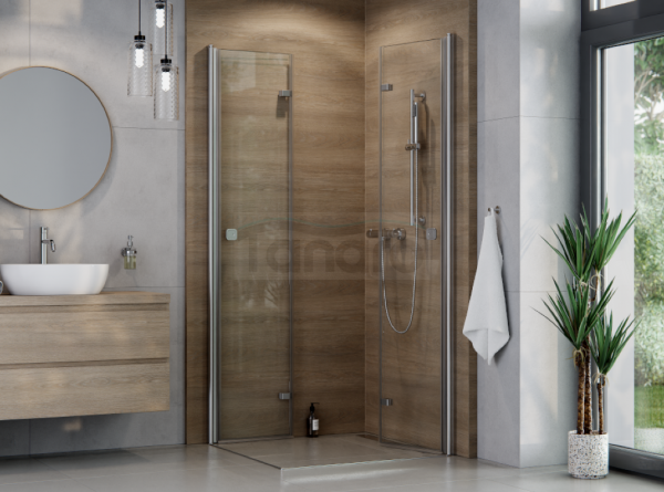 BESCO Kabina kwadratowa składana 90x90x195 Exo-H 90 Chrom KEH-90-195