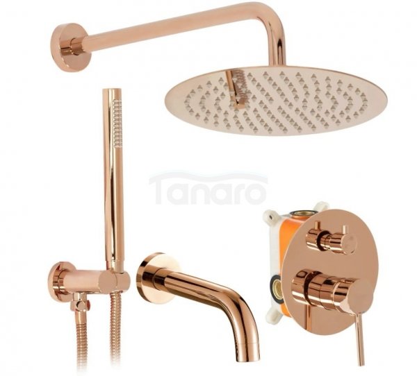 REA - Zestaw wannowo-prysznicowy podtynkowy LUNGO Rose Gold / Różowo Złoty + BOX