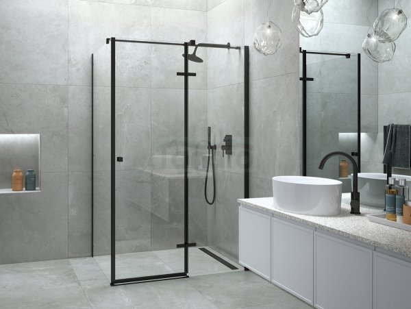 BESCO Kabina prysznicowa Pixa Black 120x90 Prawa PPP-129-195B
